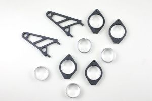 CNC Alu Lampenhalter Set für 38-41 mm Durchmesser, lange Ausführung schwarz