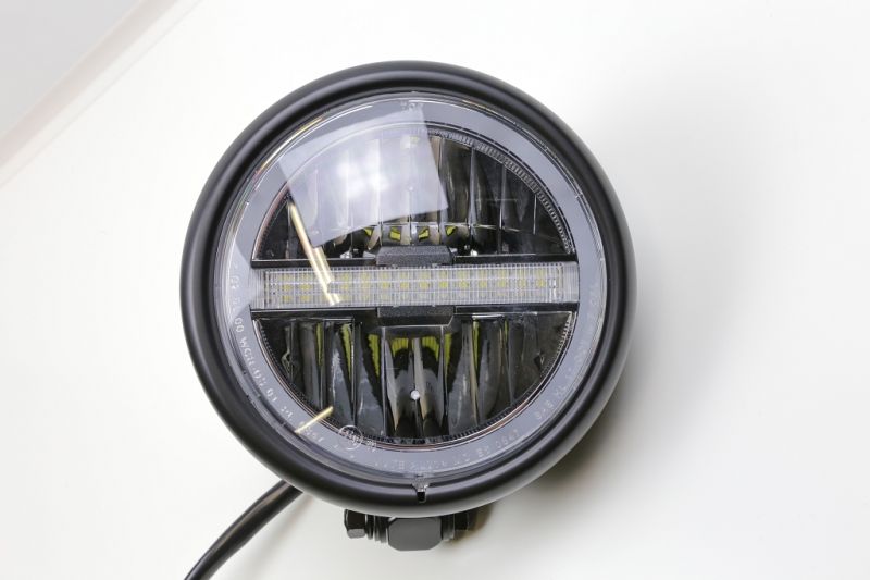 LED-Scheinwerfer 5 3/4 Zoll mit TFL, schwarz, E-geprüft