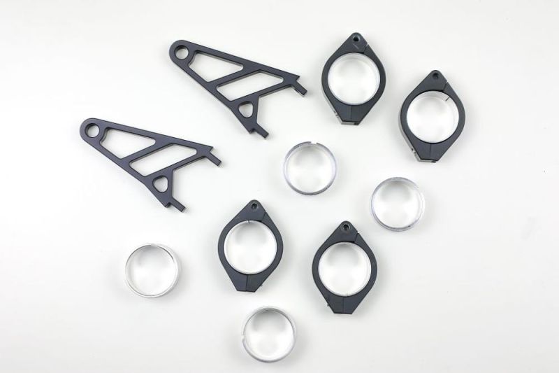 CNC Alu Lampenhalter Set für 38-41 mm Durchmesser, lange Ausführung schwarz
